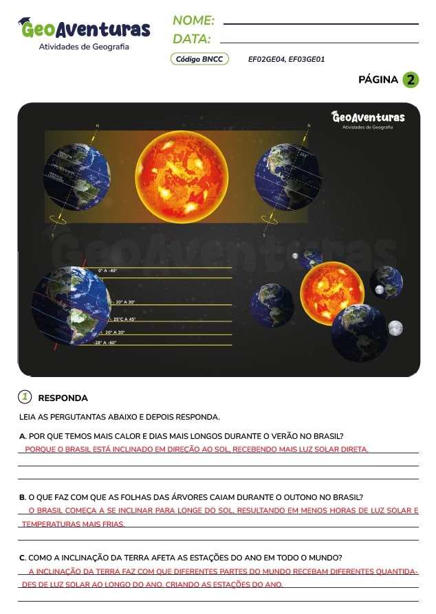 Atividades de Geografia - 2° ano, 3° ano, 4° ano e 5° ano do Fundamental 1